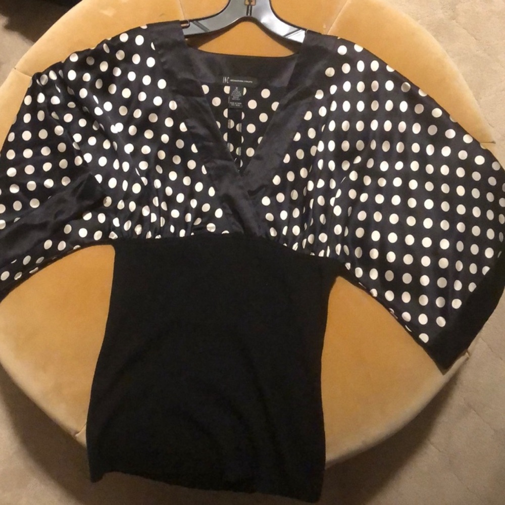 INC International Concepts v neck Polka Dot Wrap Top